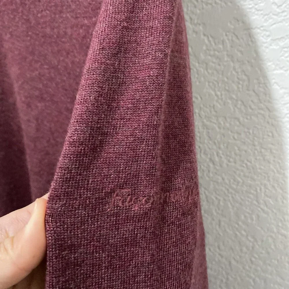 FACONNABLE 100% Wool Pullover Sweater Men's XL Maroon Long Sleeve Crew